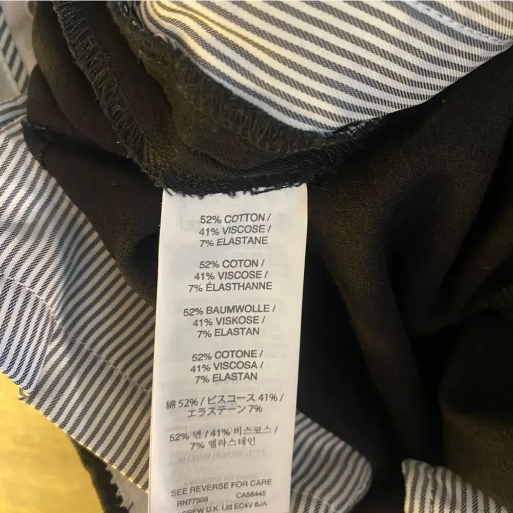 J. Crew Black Chino Trouser Pants